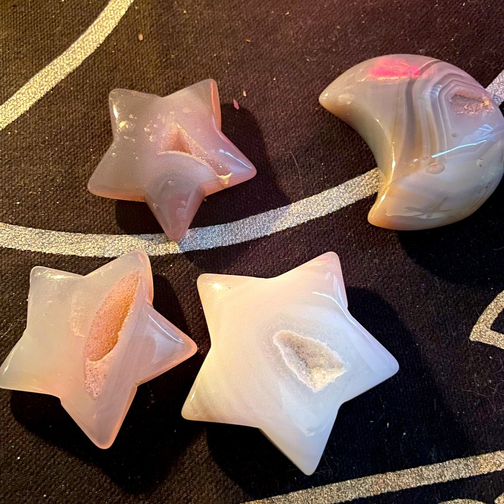 Agate Druzy Stars and moon bundle